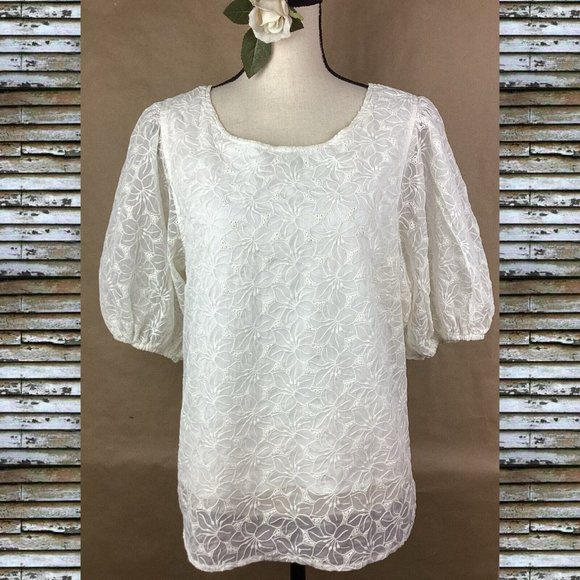 Promesa Lace Embroidered Top Blouse - Picture 1 of 8
